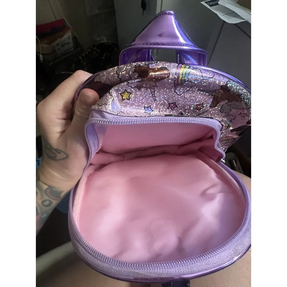 Afro Unicorn Purple Sparkly Mini Backpack